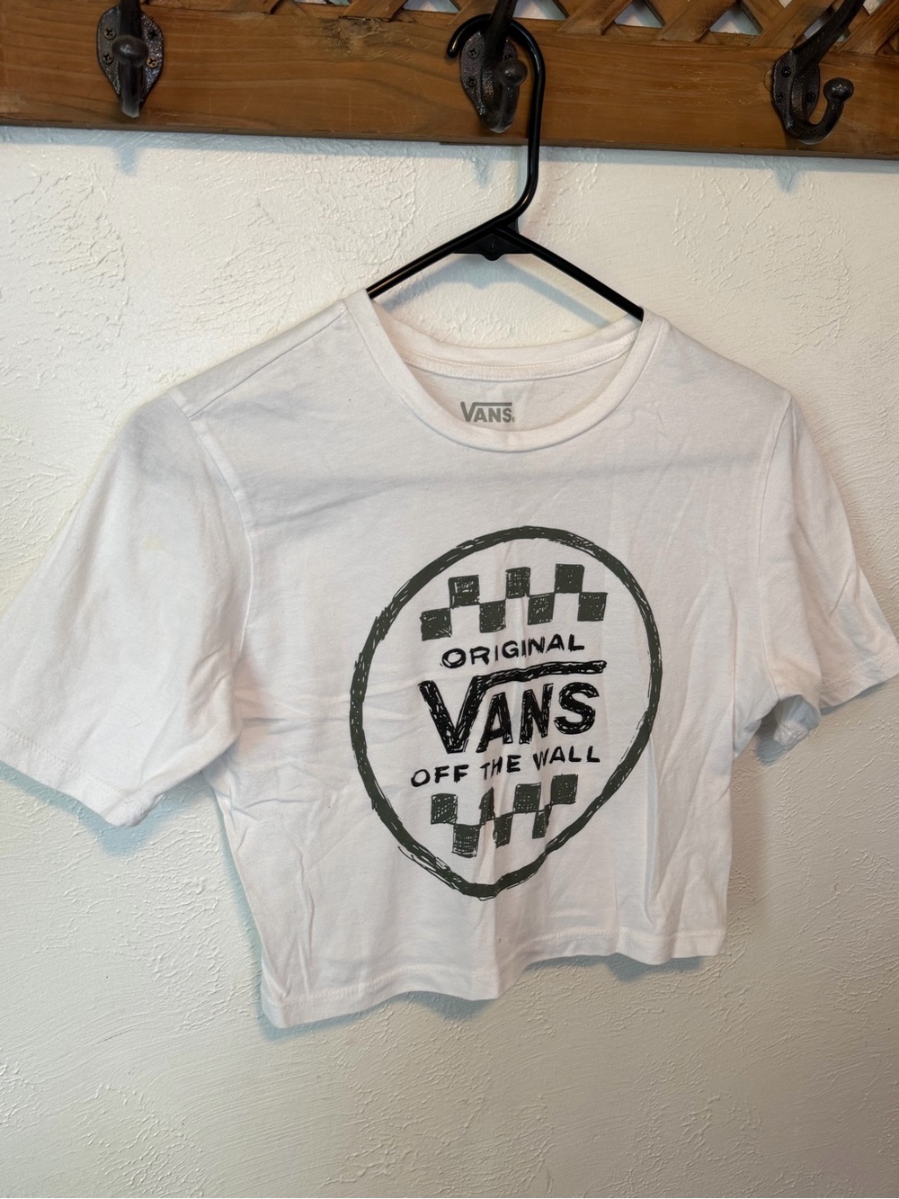 Vans White Crop Top with Gray Logo Print